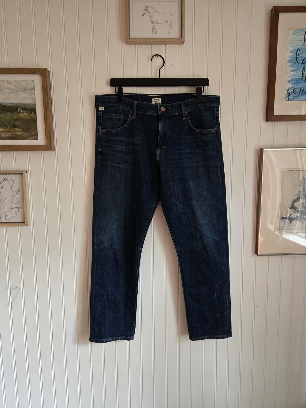 Citizens Of Humanity Mid Rise Slim Fit Crop Dark Blue Jeans